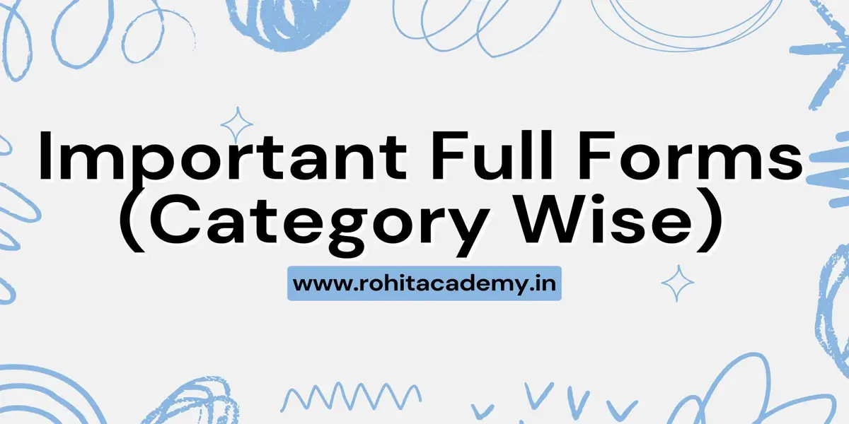 Important Full Forms (Categories Wise) 7 Important Full Forms (Category Wise)