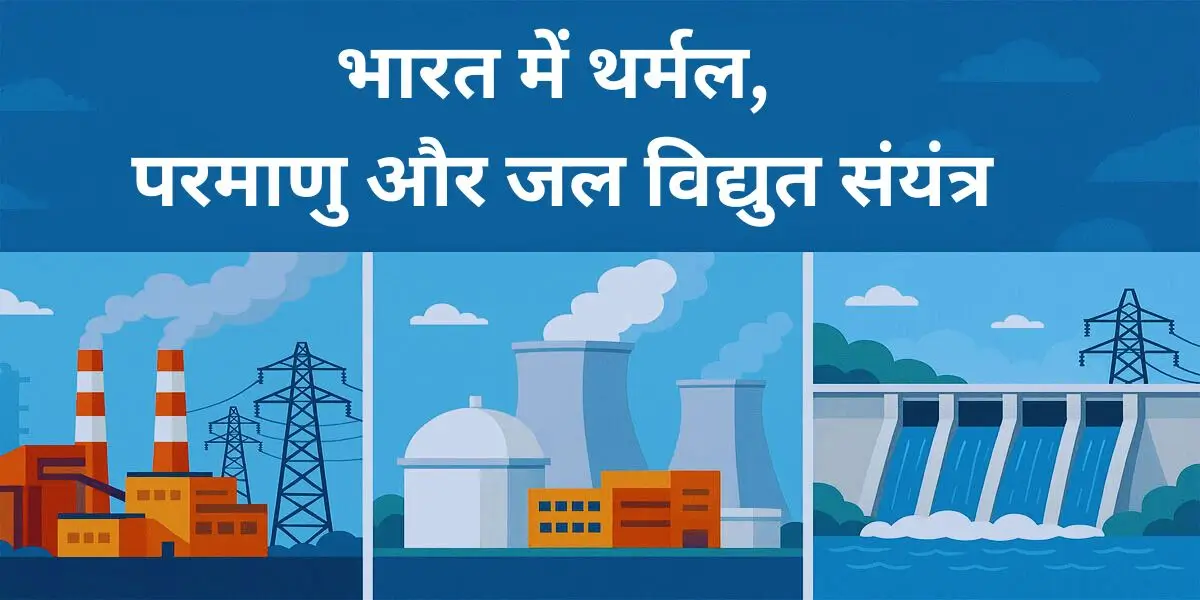 भारत में थर्मल, परमाणु और जल विद्युत संयंत्र
