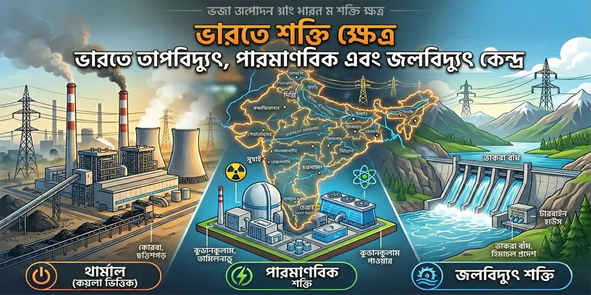 ভারতে তাপ, পারমাণবিক ও জল বিদ্যুৎ কেন্দ্র