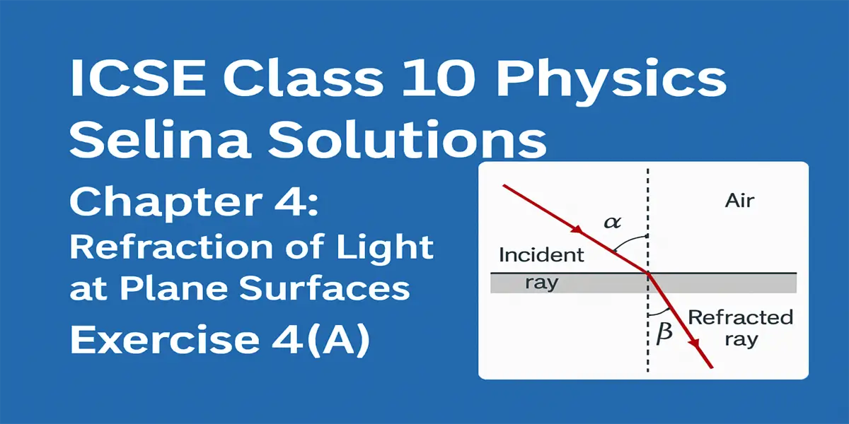 ICSE Class 10 Physics Selina Solutions – Chapter 4: Refraction of Light at Plane Surfaces Exercise 4(A) 1 Exercise 4(A) Refraction of Light at Plane Surfaces Selina Solutions Concise Physics Class 10 ICSE