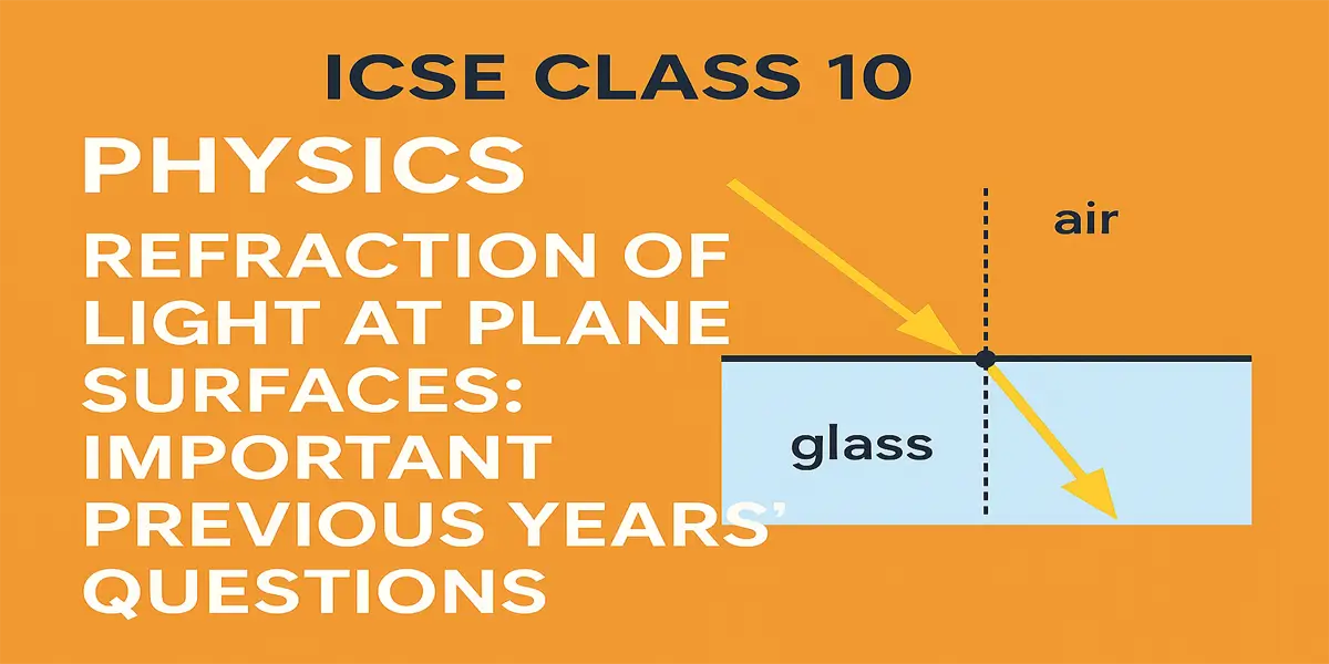 ICSE Class 10 Physics – Refraction of Light at Plane Surfaces: Important Previous Year Questions with Answers 1 ICSE Class 10 Physics Refraction of Light at Plane Surfaces Previous Year Questions