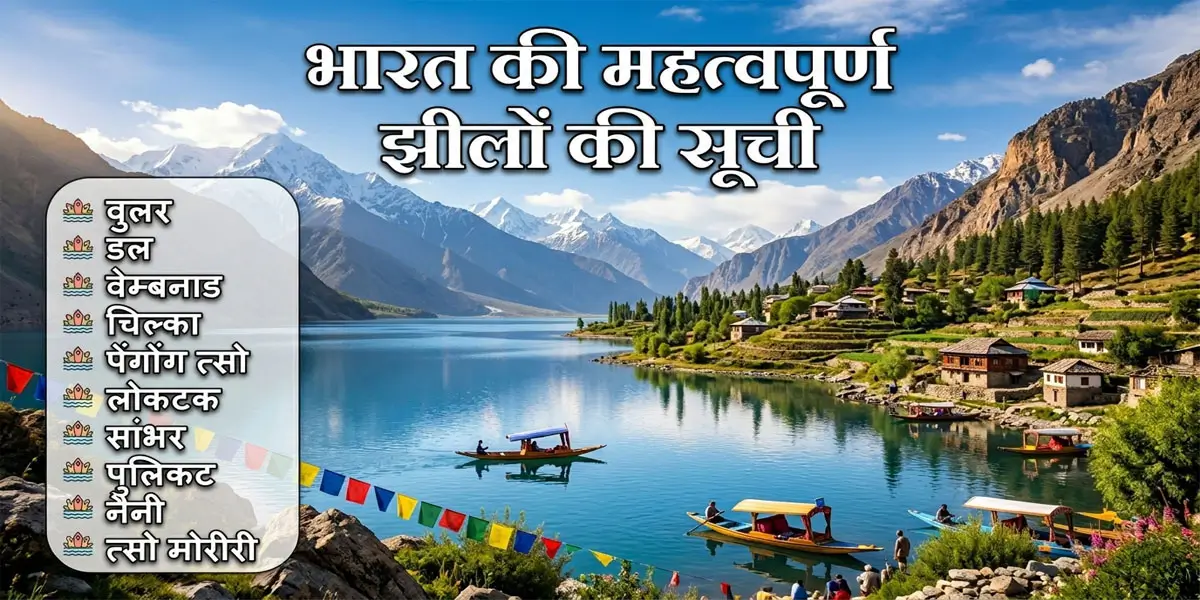 भारत की महत्वपूर्ण झीलें – राज्यवार तालिका