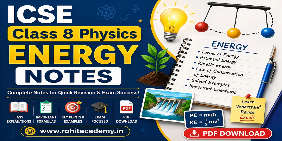 ICSE Class 8 Physics Energy Notes | PDF Download 1 ICSE Class 8 Physics Chapter 4 Energy Notes