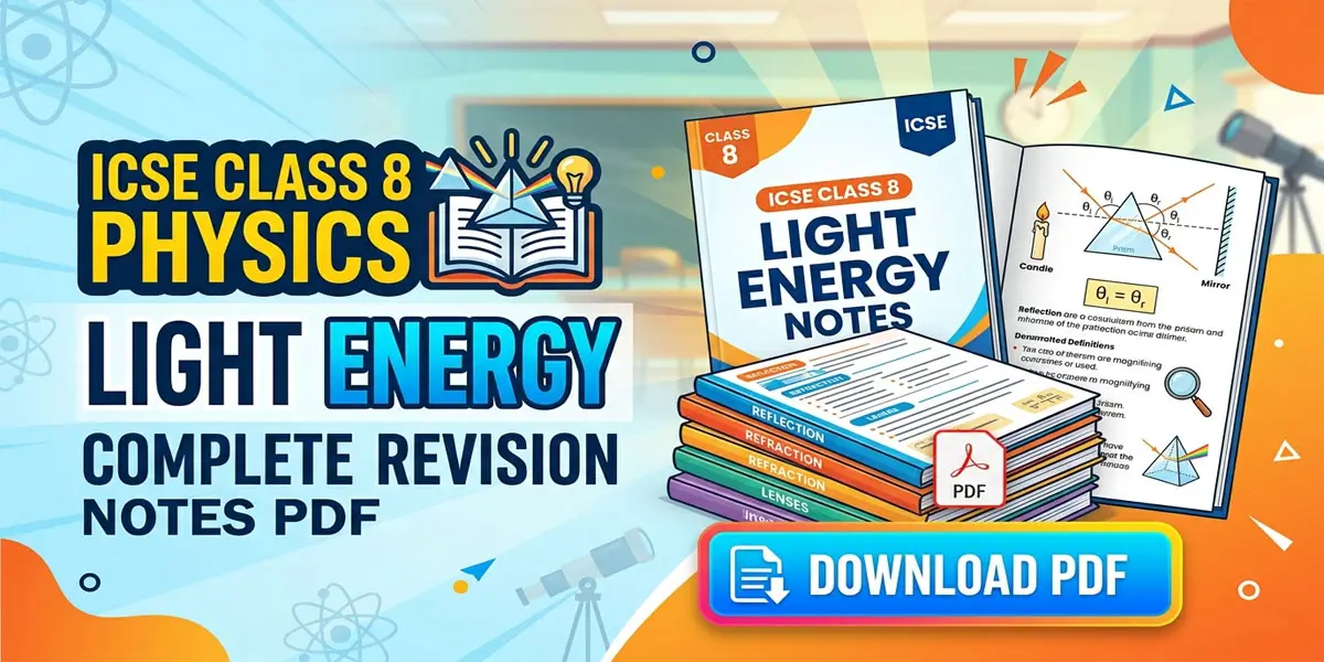 ICSE Class 8 Physics Chapter 5 Light Energy Notes