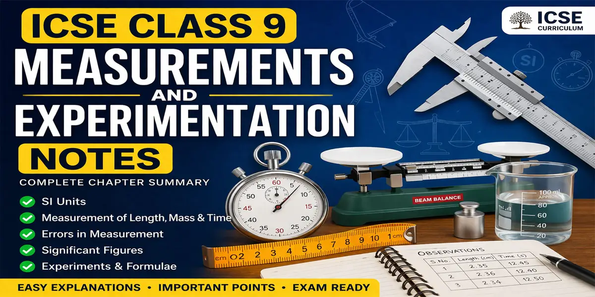 ICSE Class 9 Physics Chapter 1 Measurements and Experimentation Notes