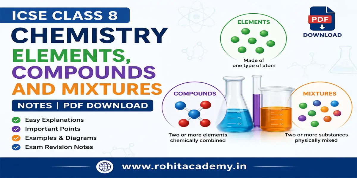 ICSE Class 8 Chemistry Elements, Compounds and Mixtures Notes | PDF Download 1 ICSE Class 8 Chemistry Chapter 3 Elements, Compounds and Mixtures Notes