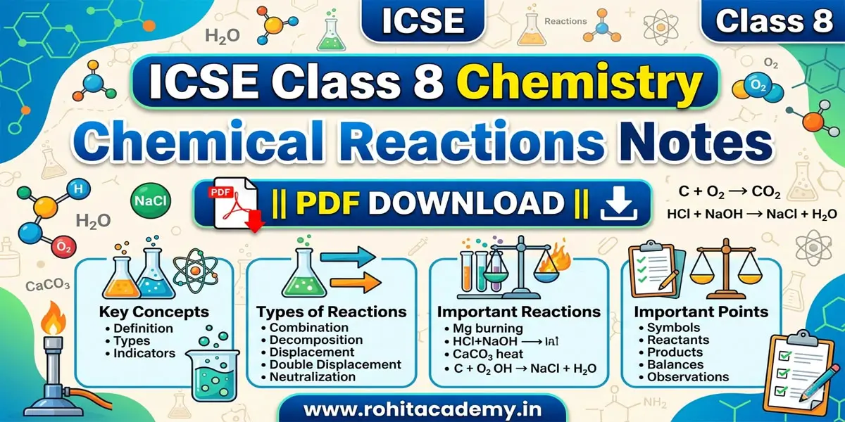 ICSE Class 8 Chemistry Chemical Reactions Notes | PDF Download 1 ICSE Class 8 Chemistry Chapter 6 Chemical Reactions Notes