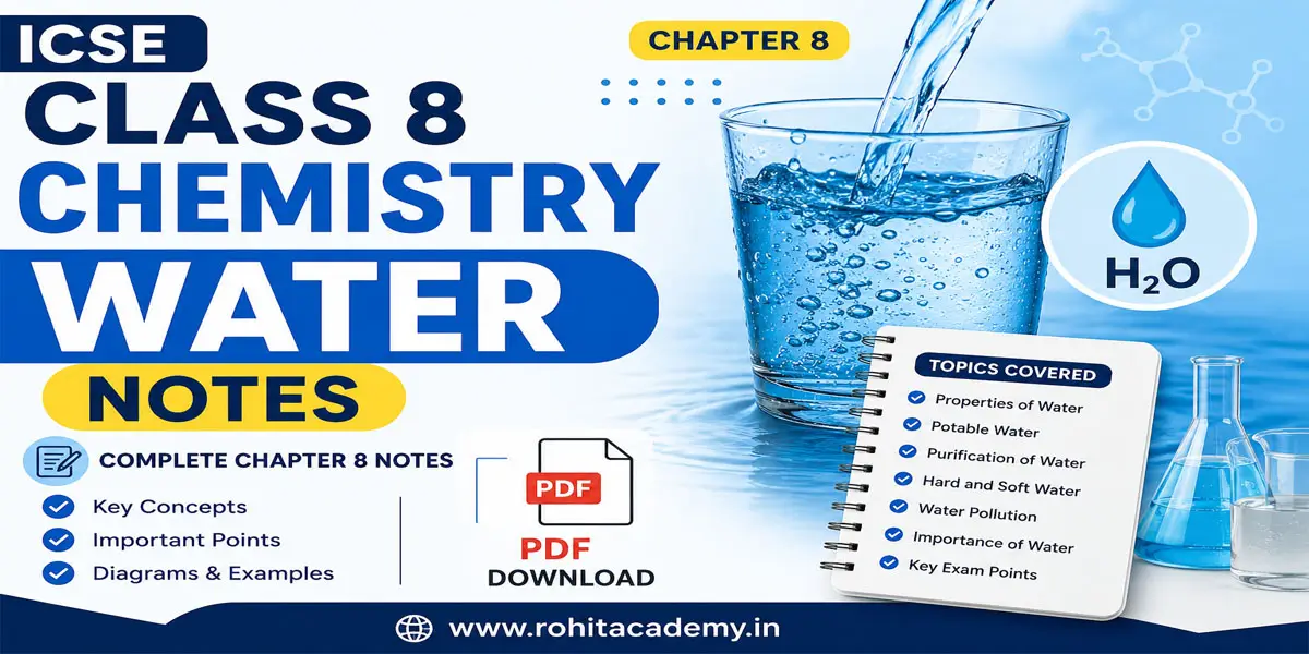 ICSE Class 8 Chemistry Chapter 8 Water Notes