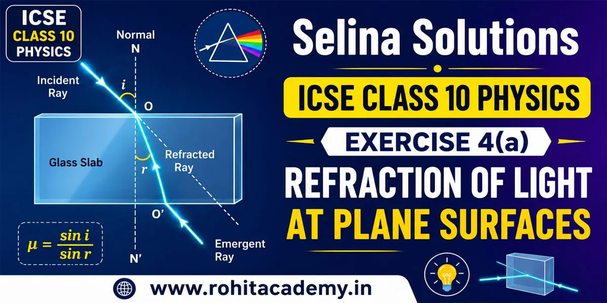 Exercise 4(A) Refraction of Light at Plane Surfaces Selina Solutions Concise Physics Class 10 ICSE