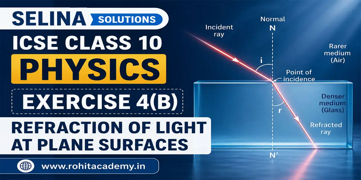 Exercise 4B Refraction of Light at Plane Surfaces Selina Solutions Concise Physics Class 10 ICSE