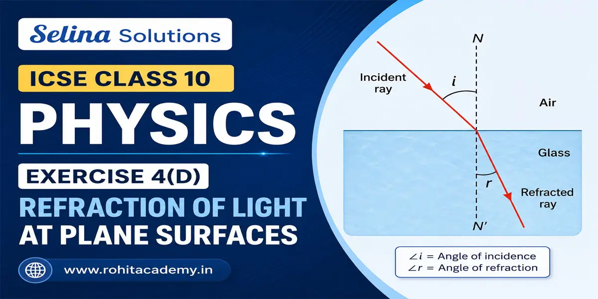 ICSE Class 10 Physics Selina Solutions – Chapter 4: Refraction of Light at Plane Surfaces Exercise 4(D) 1 Exercise 4(D) Refraction of Light at Plane Surfaces Selina Solutions Concise Physics Class 10 ICSE