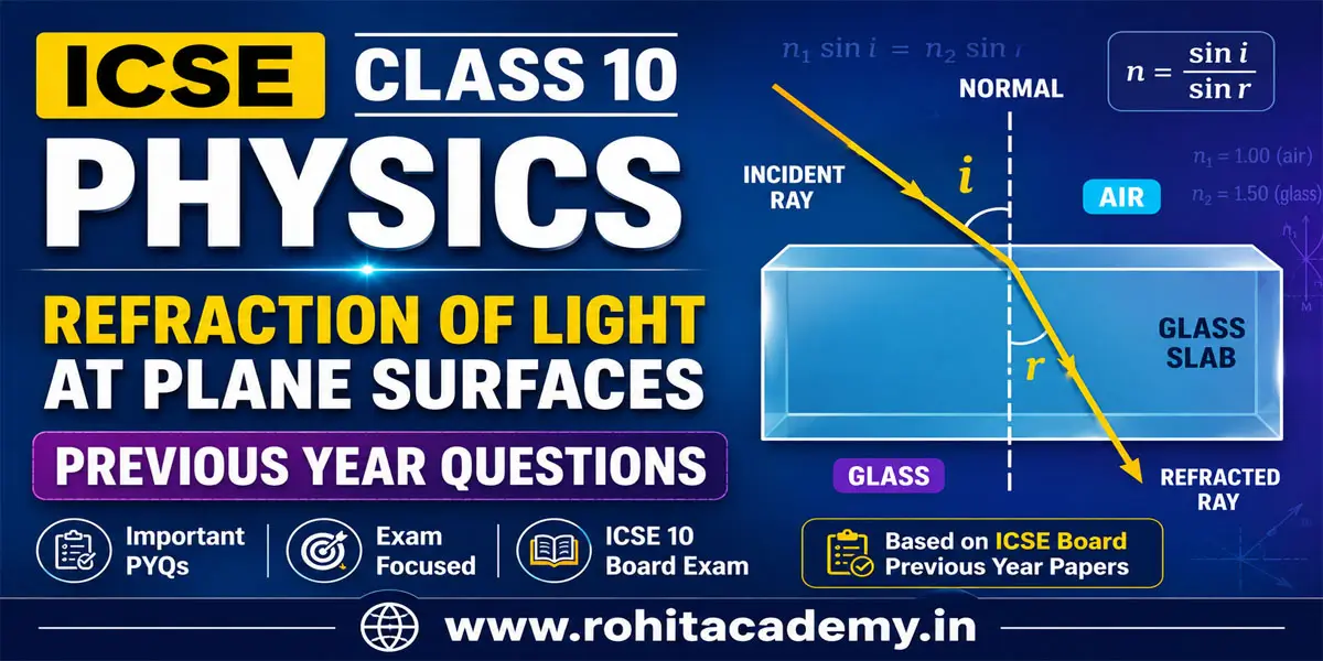 ICSE Class 10 Physics – Refraction of Light at Plane Surfaces: Important Previous Year Questions with Answers 1 ICSE Class 10 Physics Refraction of Light at Plane Surfaces Previous Year Questions