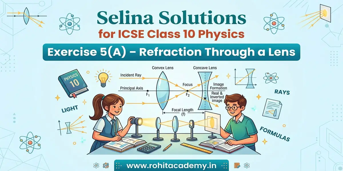 Selina Solutions for ICSE Class 10 Physics Exercise 5(A) – Refraction Through a Lens