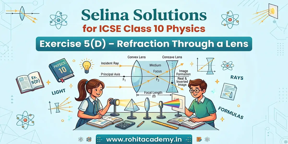 Selina Solutions for ICSE Class 10 Physics Exercise 5(D) – Refraction Through a Lens